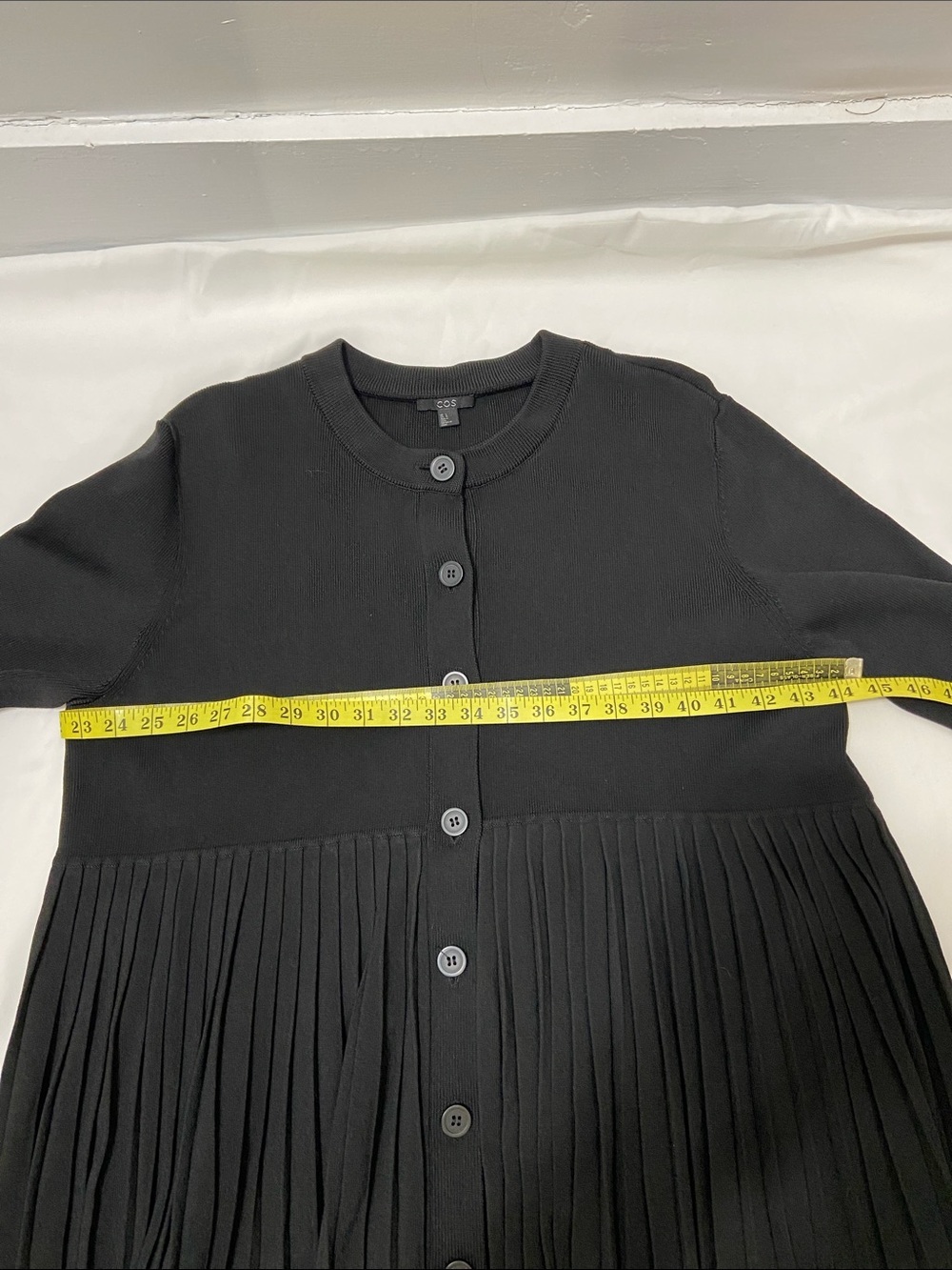 COS Black Ribbed Knit Button-Front Cardigan Size-Large - Picture 6 of 14